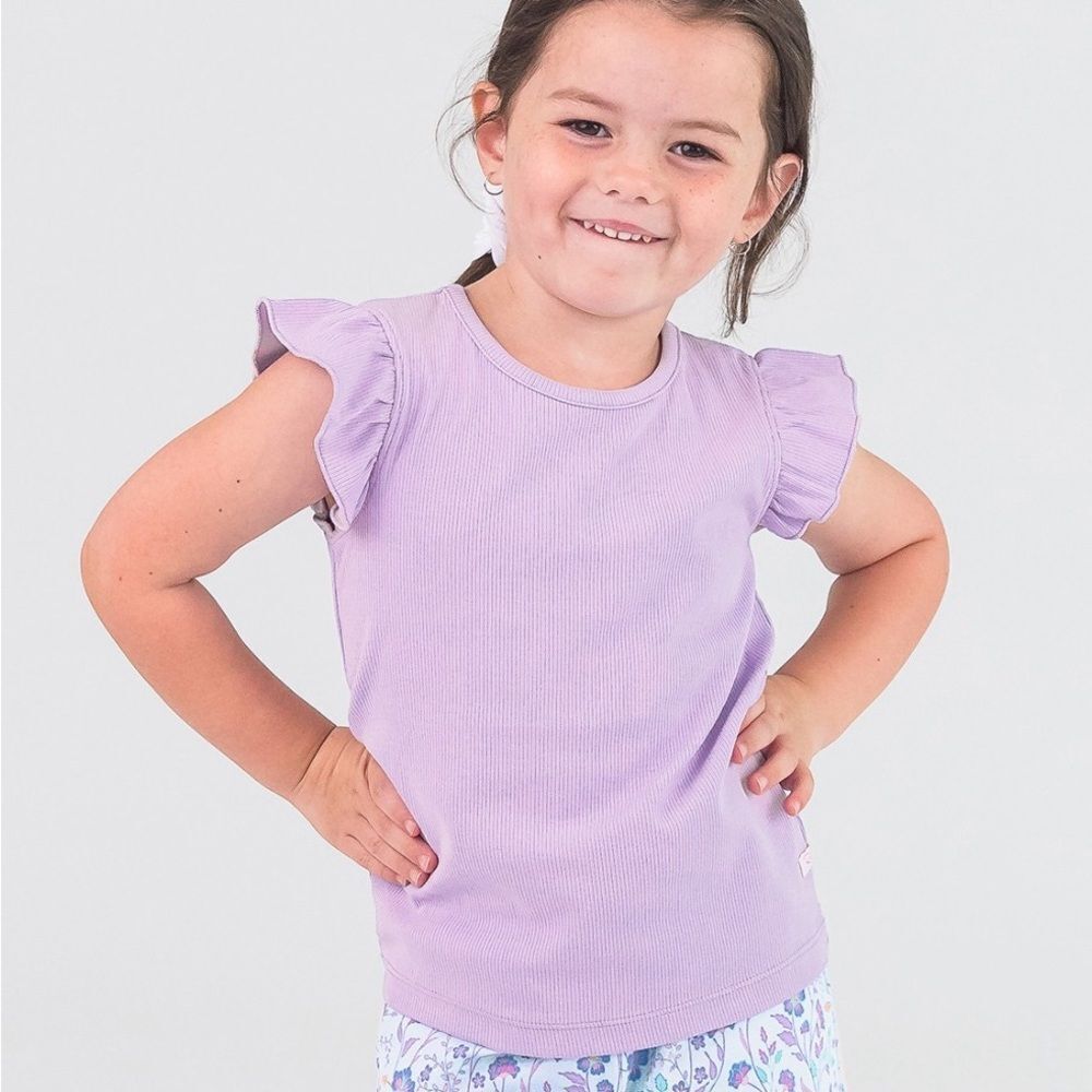 Ruffle butts Rib Knit Flutter Sleeve‎ Top kids Size 6 NWT in packaging